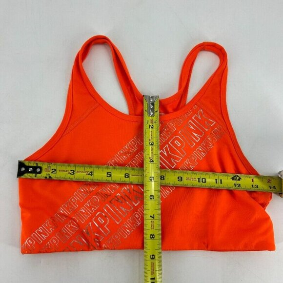 Pink by Victoria's Secret VS Ultimate Orange Gold Logo Sports Bra Women's Size L - Picture 5 of 8